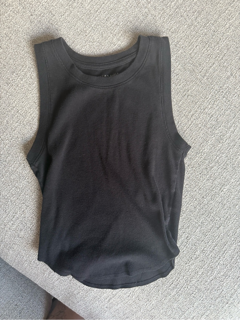 American Eagle Outfitters Black Ribbed Crewneck Tank